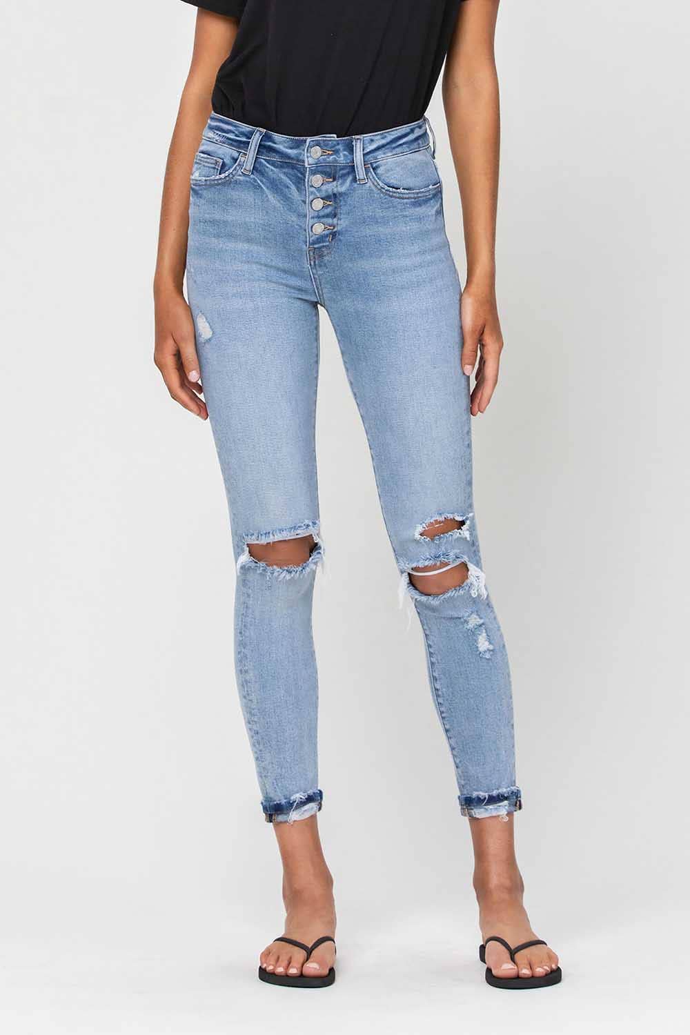 Haylie High Rise Distress Skinny