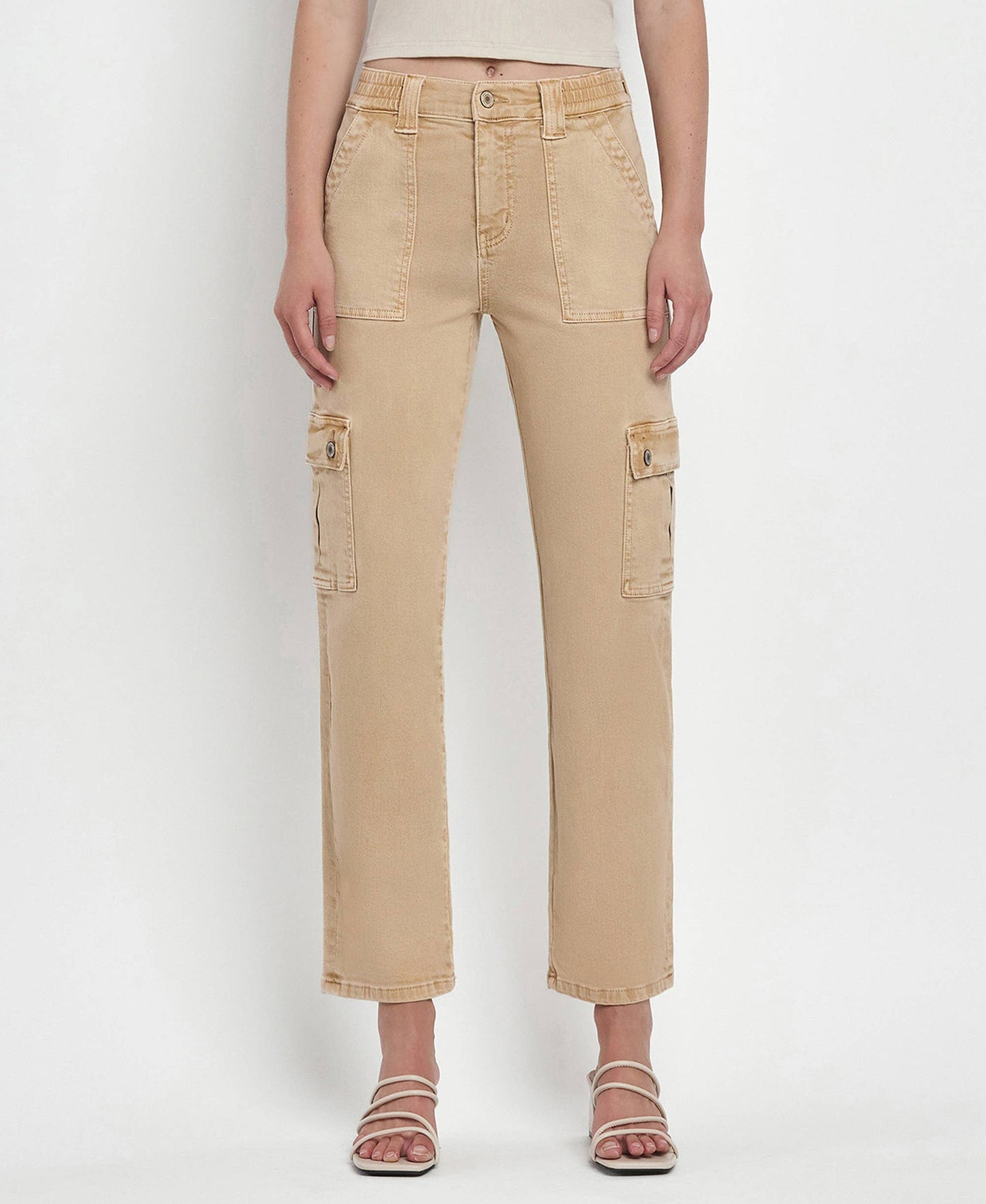 High Rise Khaki Cargos