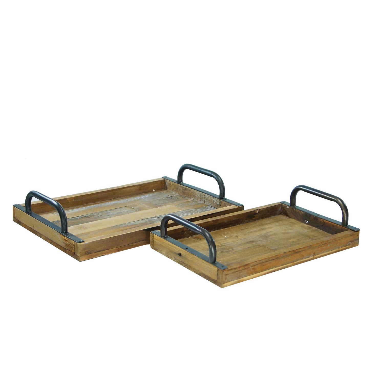 Wood & Metal Handle Rectangle Trays