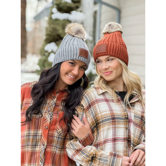 Double Braided CC Pom Beanie