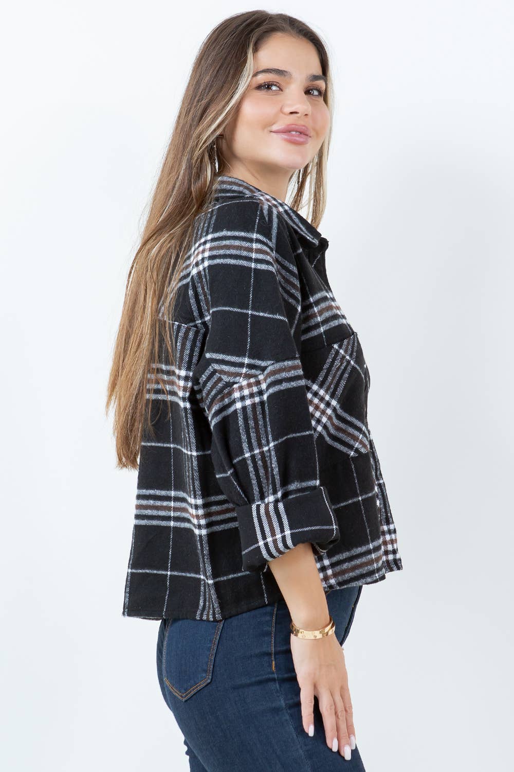 Darla Plaid Crop Shacket