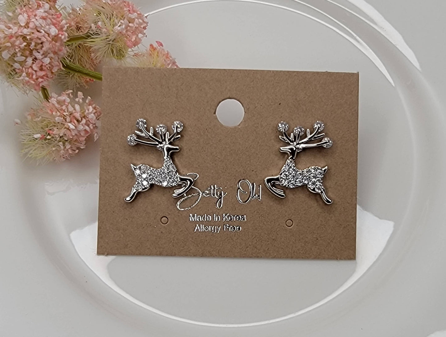 DEER POST EARRINGS.