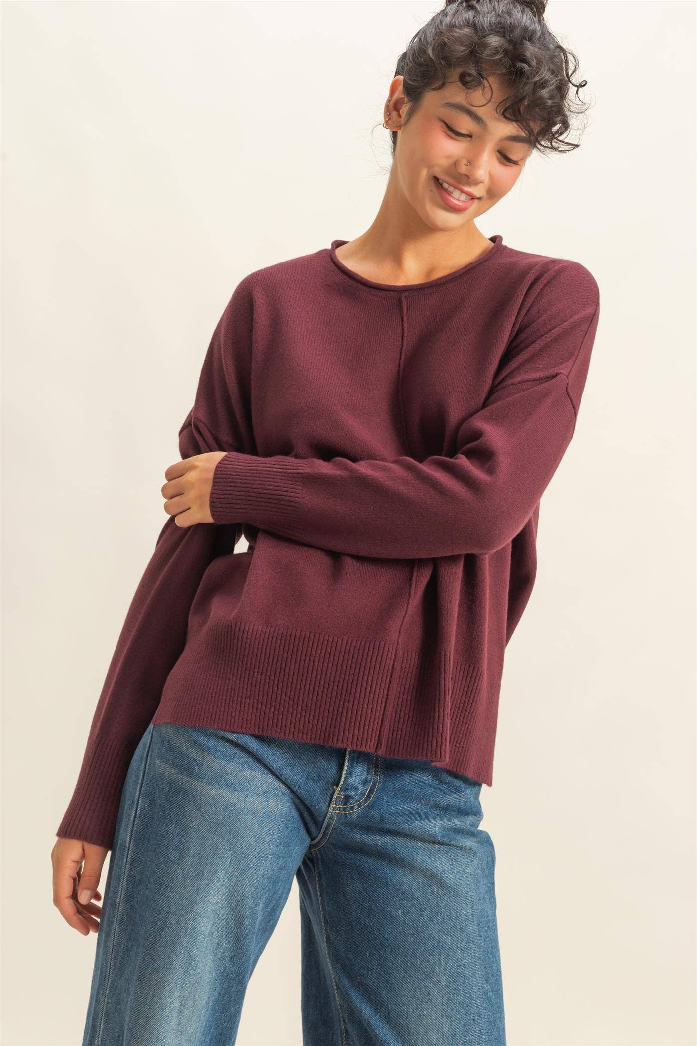 Winter Vibes Center Seam Sweater