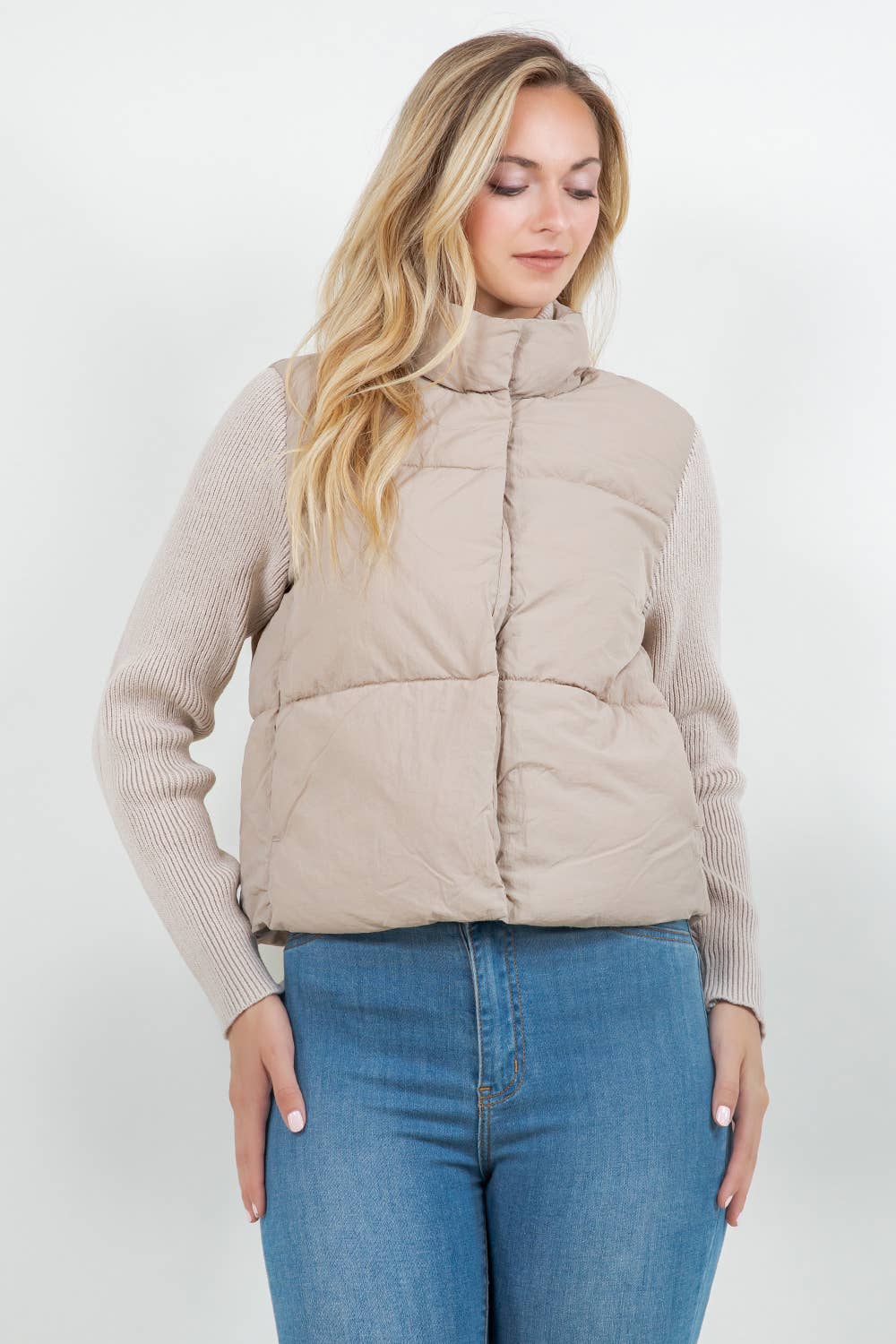 Khaki Quilted Puffer Jacket