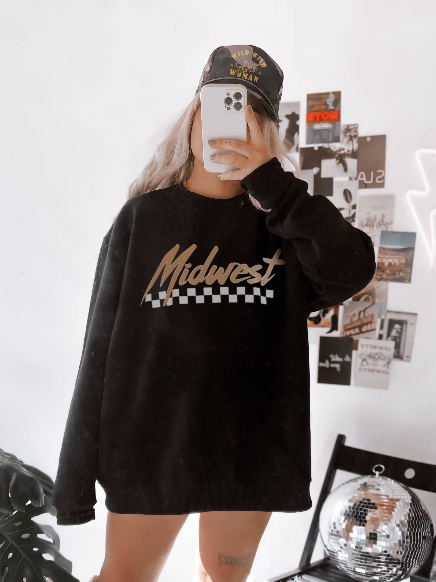 Midwest Checkered Sweatshirt - Black