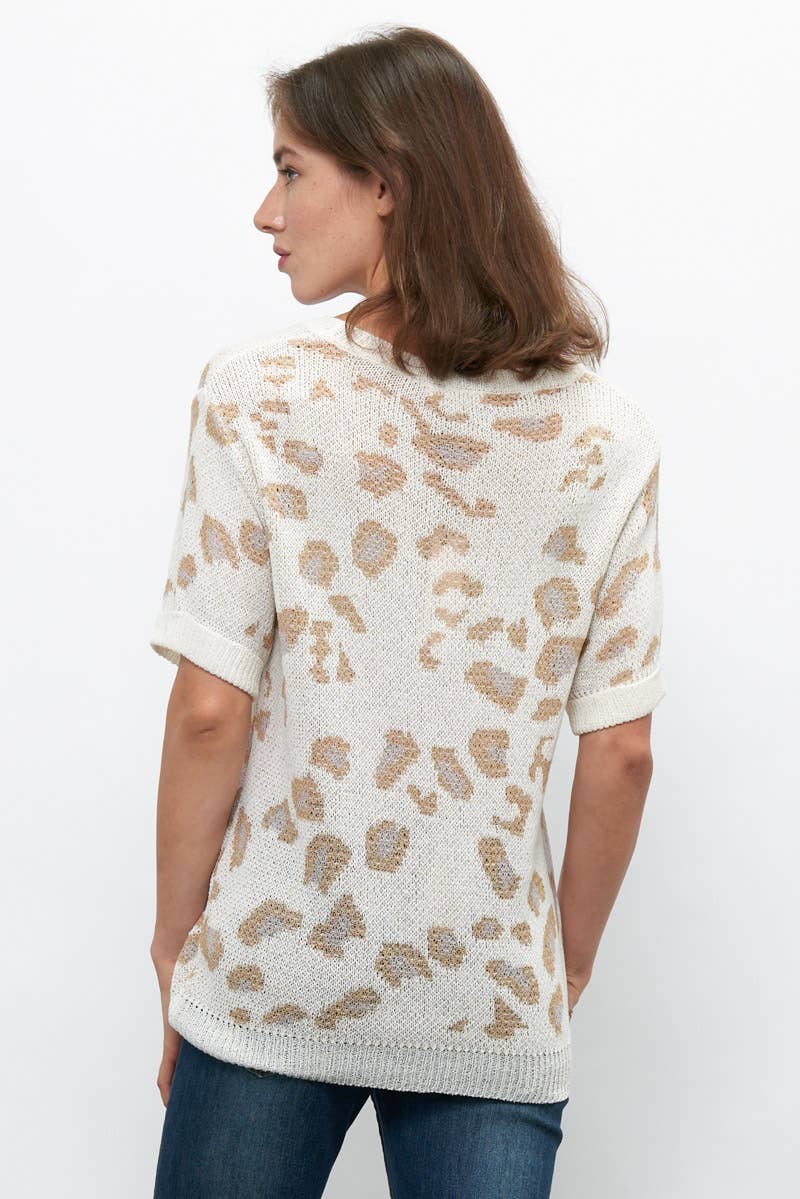 Leopard Short Sleeve Sweater Top