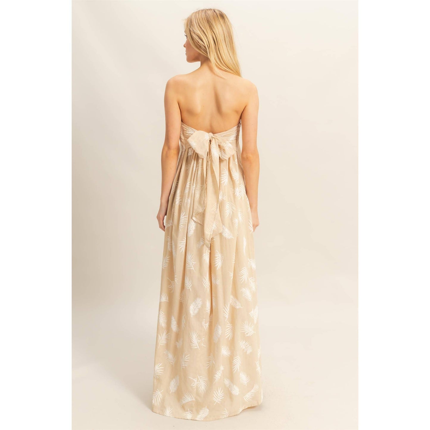 Pretty in Palms Strapless Maxi