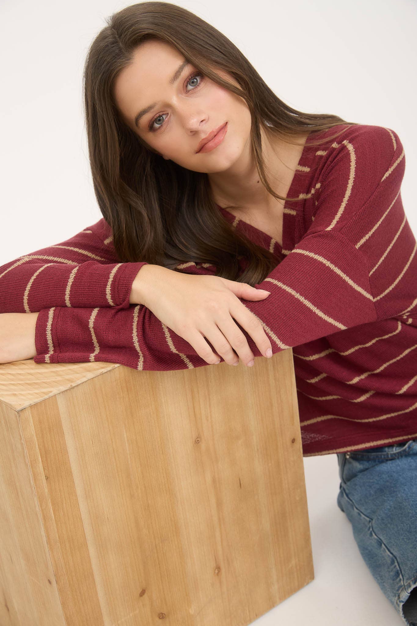 This & That Striped Vneck Top
