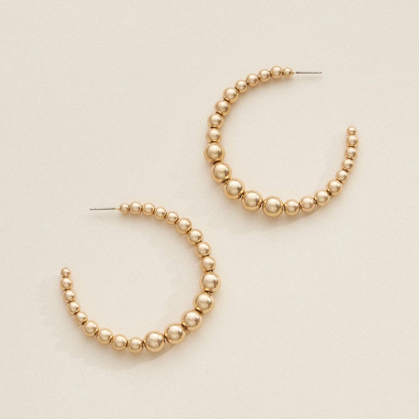 White Gold Large Beaded Hoops