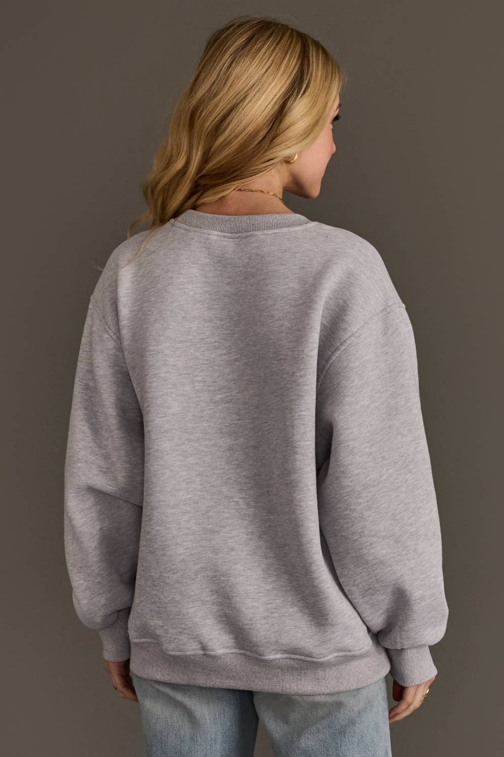 Gray Christmas List Embroidered Sweatshirt
