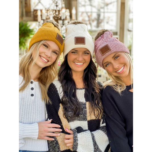 Geo Knit CC Pom Beanie