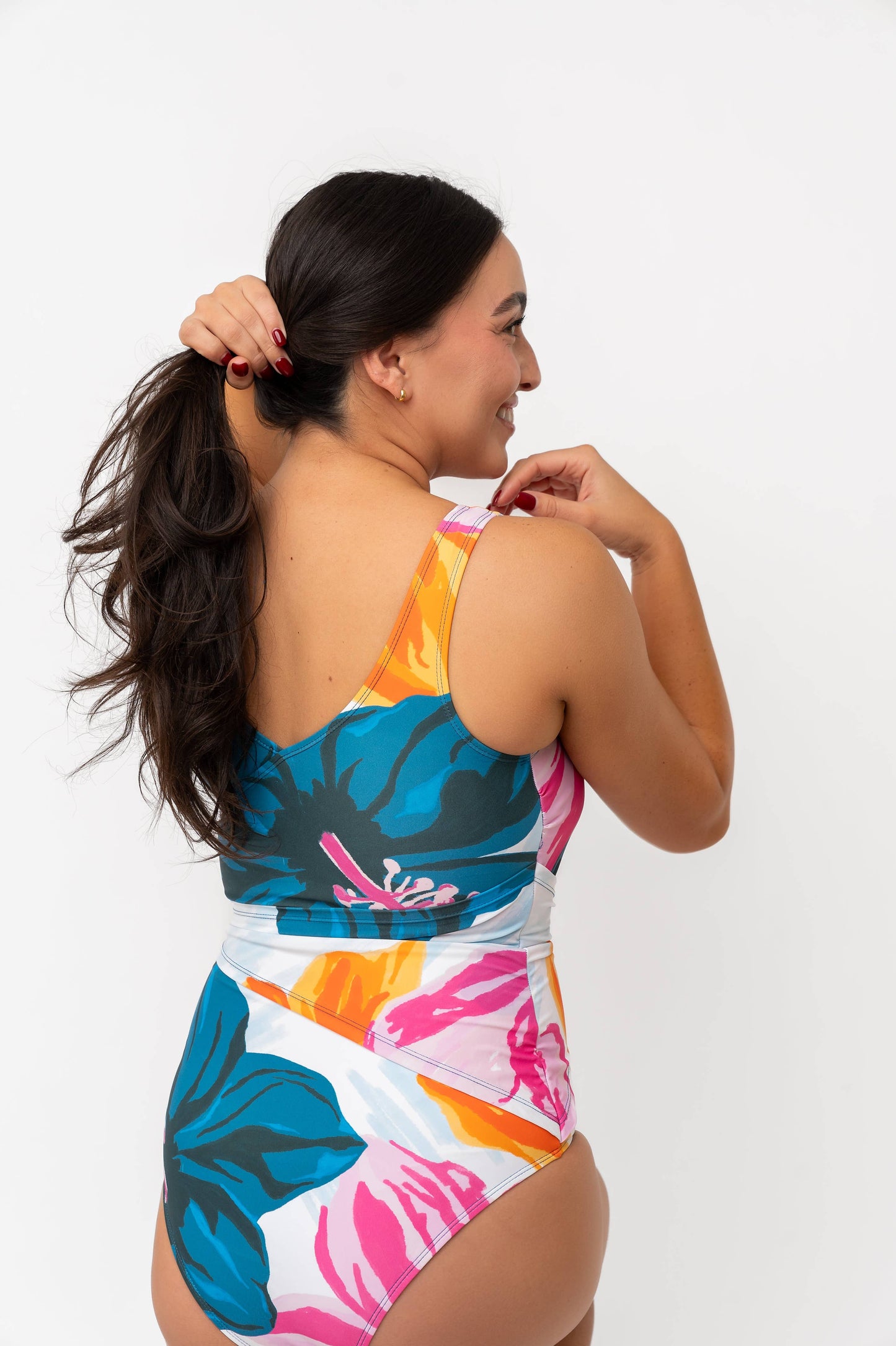 Floral Fusion Wrap Front One Piece
