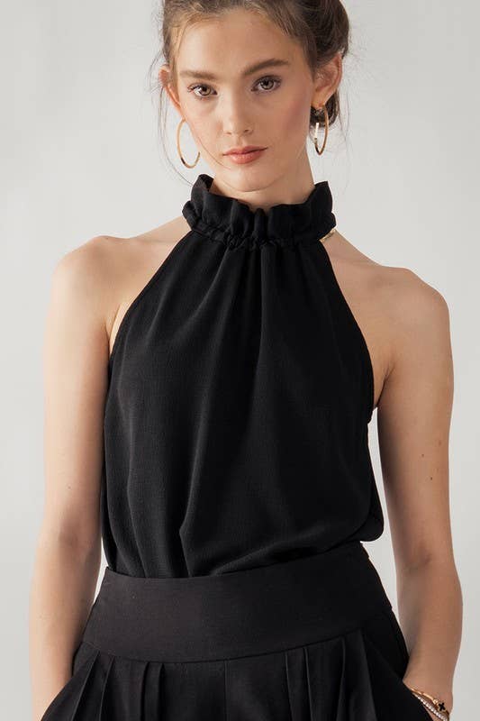 Ruffle Mock Neck Tank