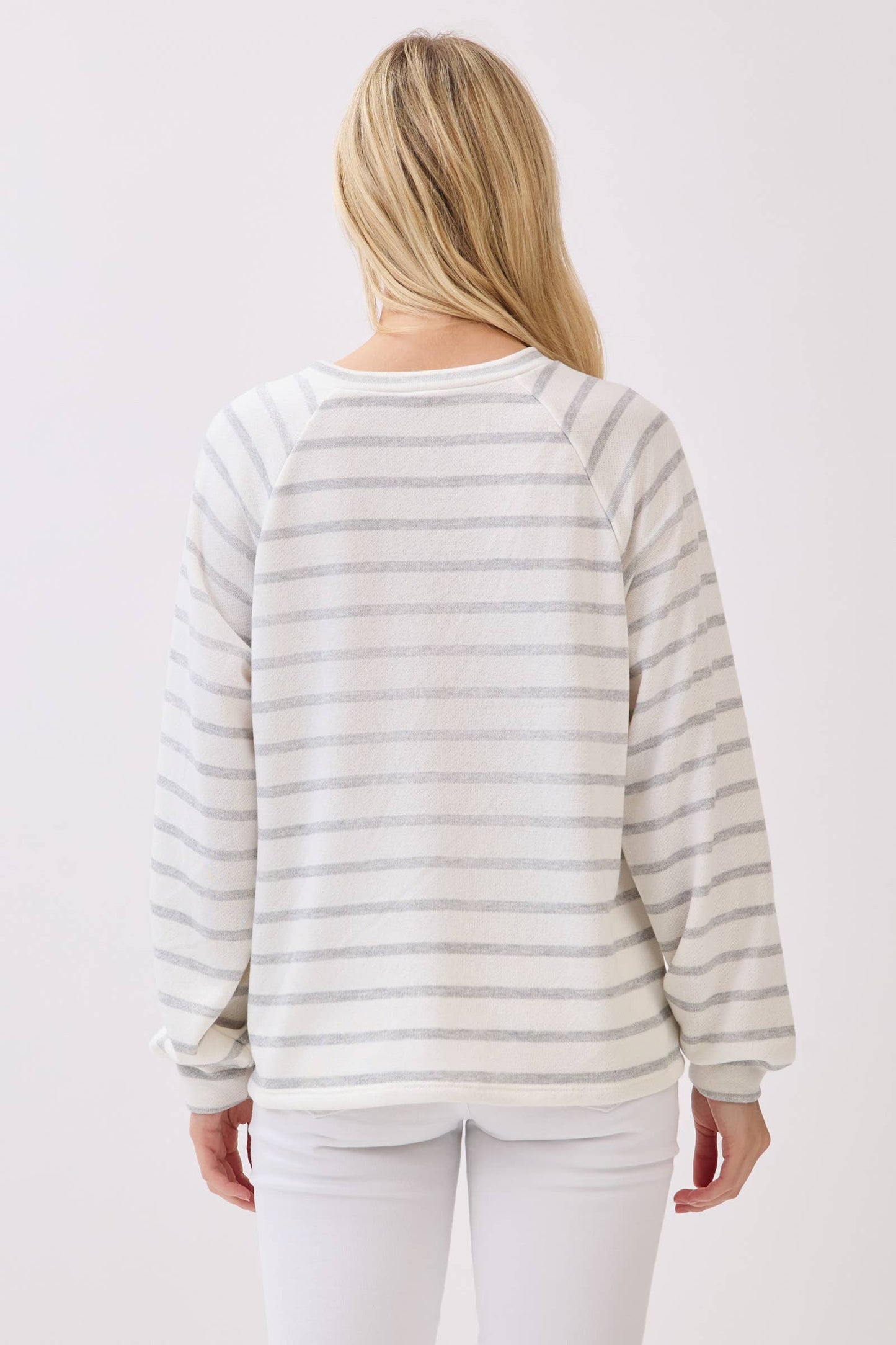 Vnotch Cozy Striped Pullover