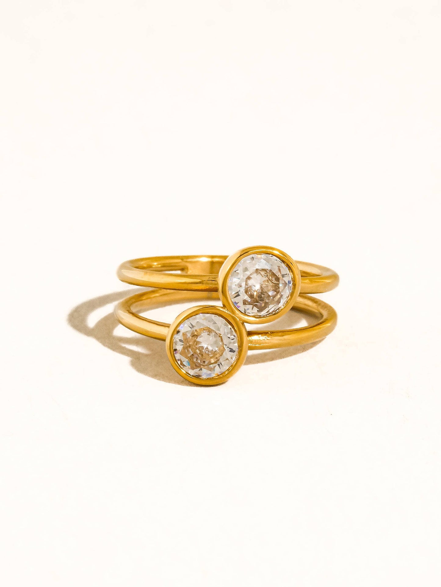Hollis 18K Gold Double CZ Ring