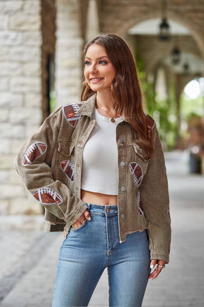 Corduroy Sequin Football Jacket