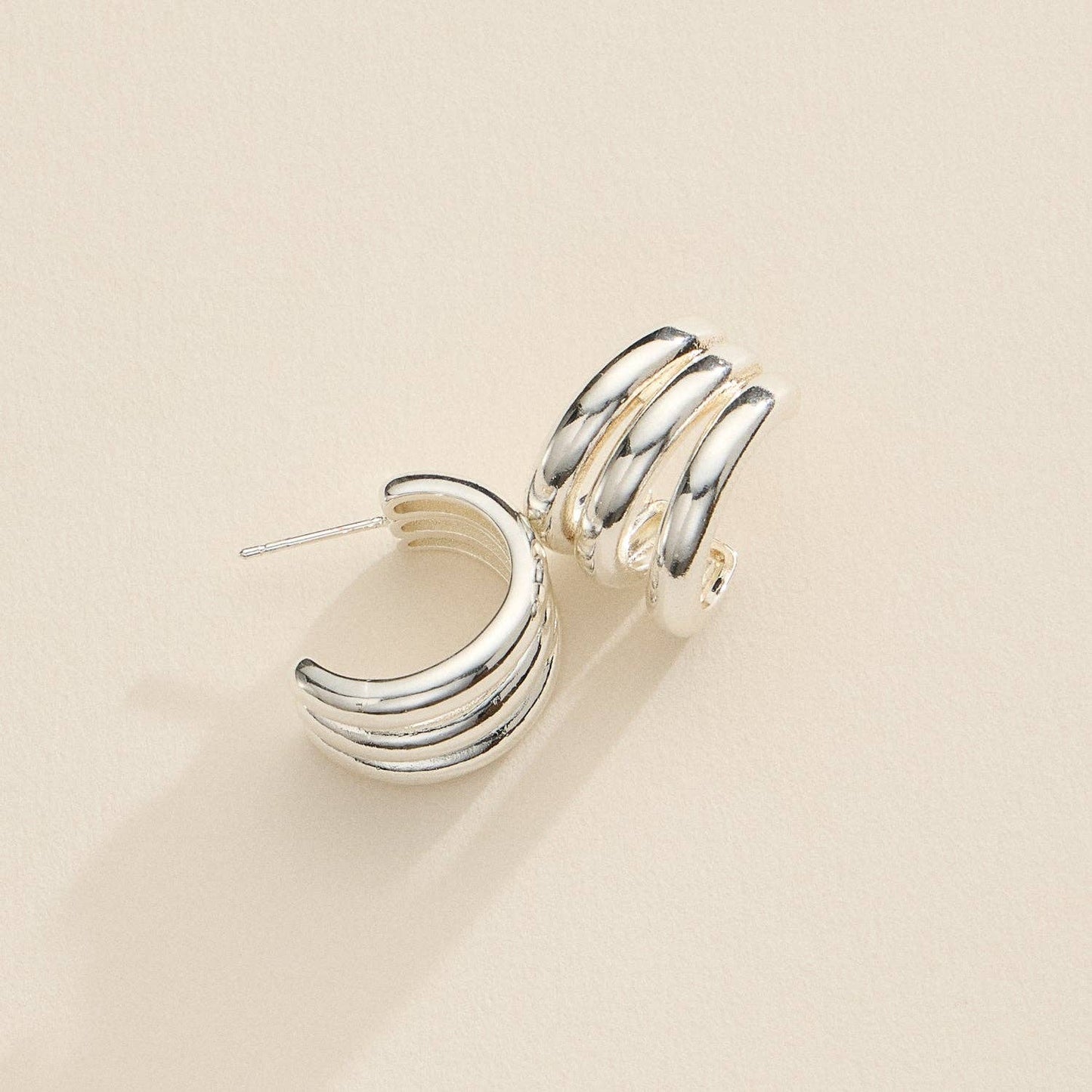 Silver Triple Hoops Small