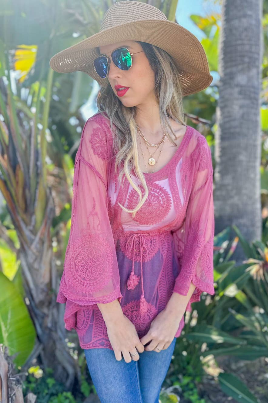 Mauve Sheer Poncho Top