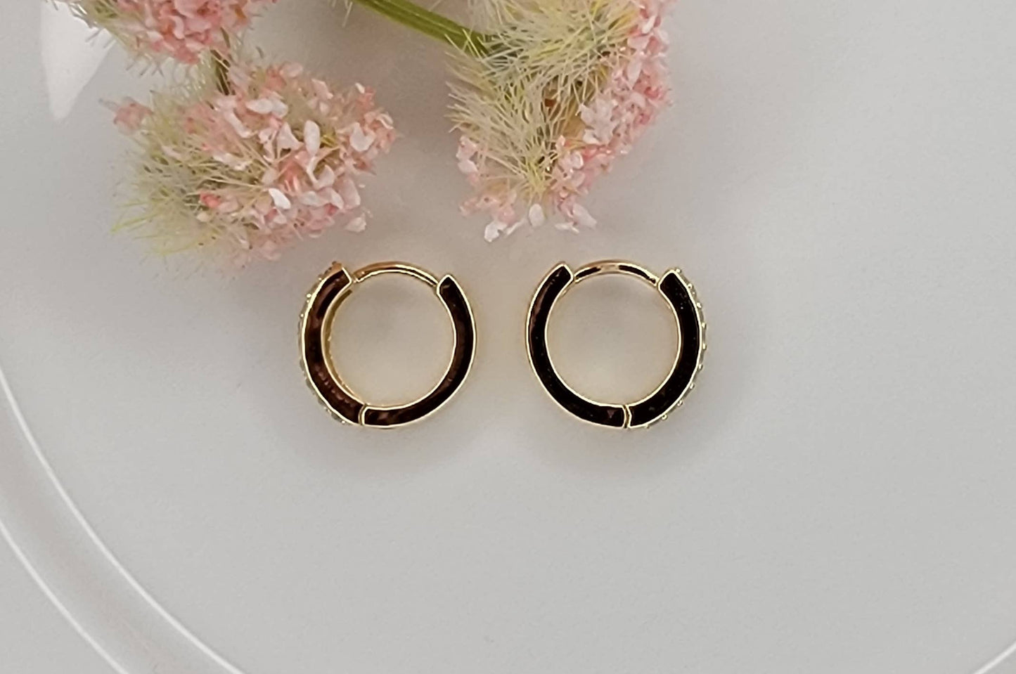 CZ SMALL CLICKER EARRINGS.