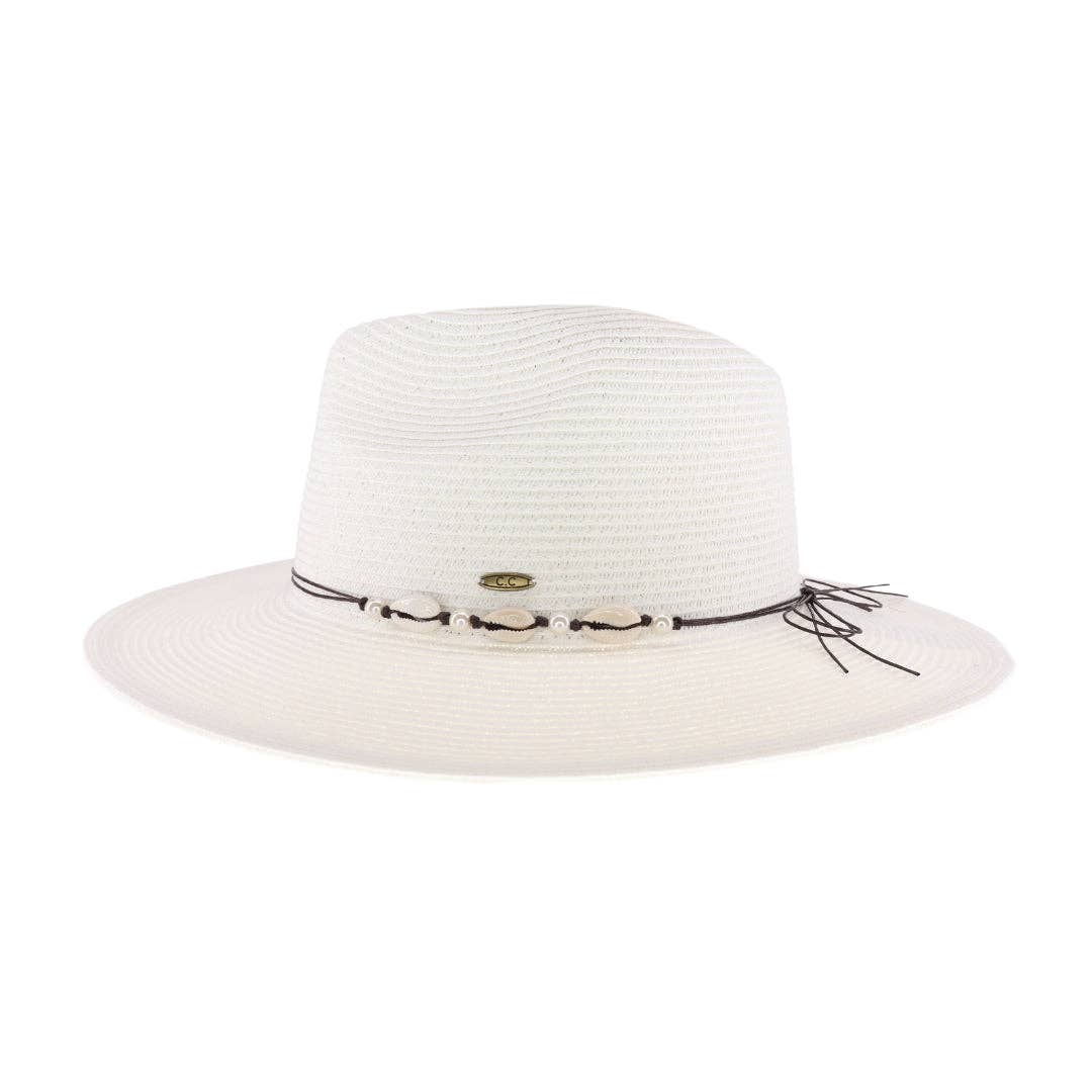 Shell & Pearl Trim Panama Hat