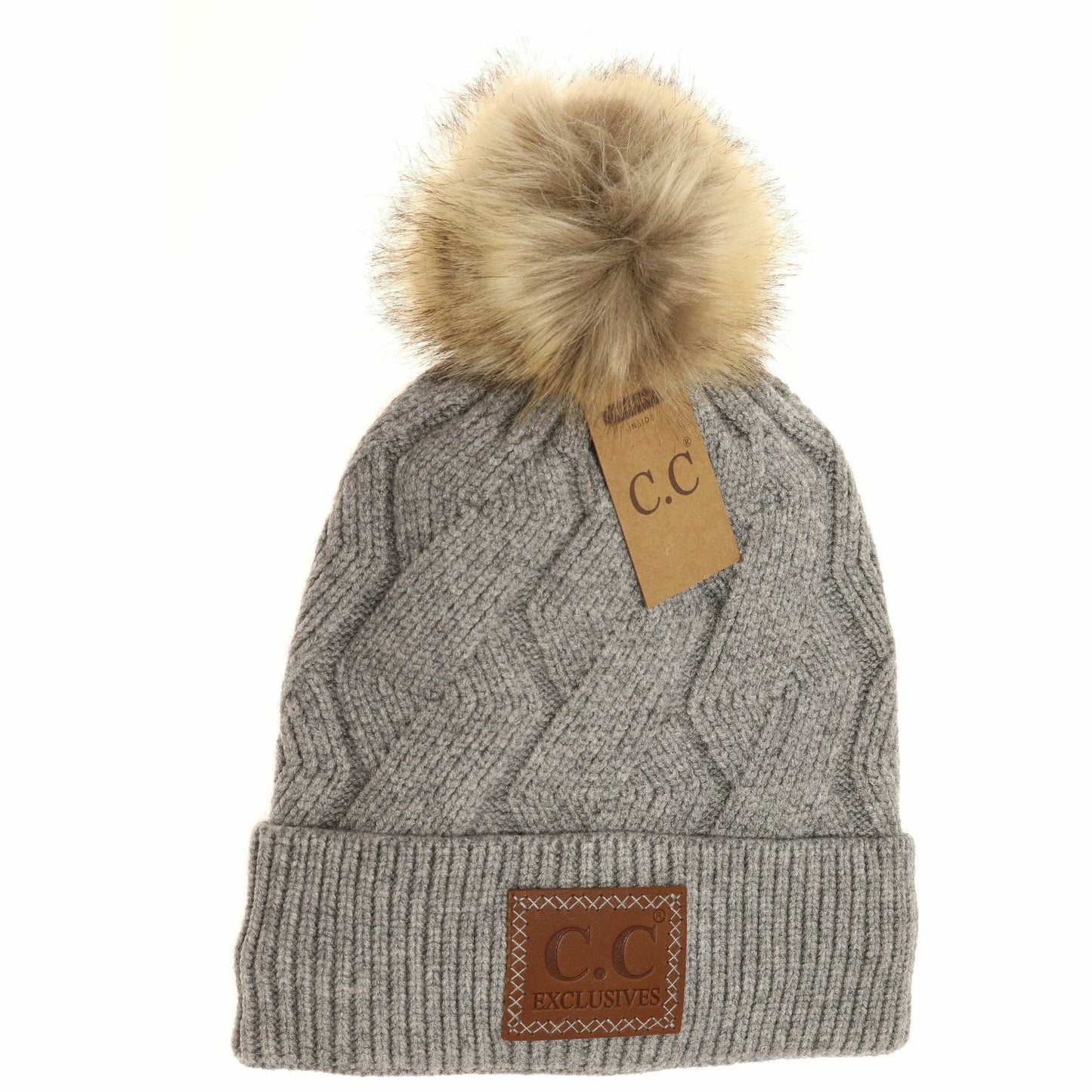 Geo Knit CC Pom Beanie