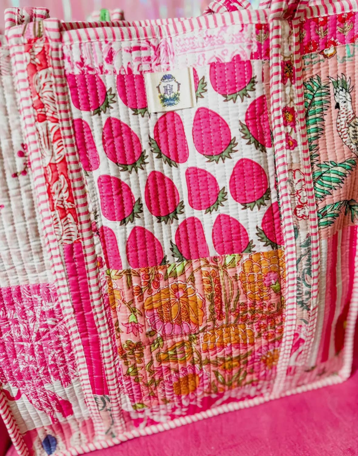 Pink City Quilted Backpack