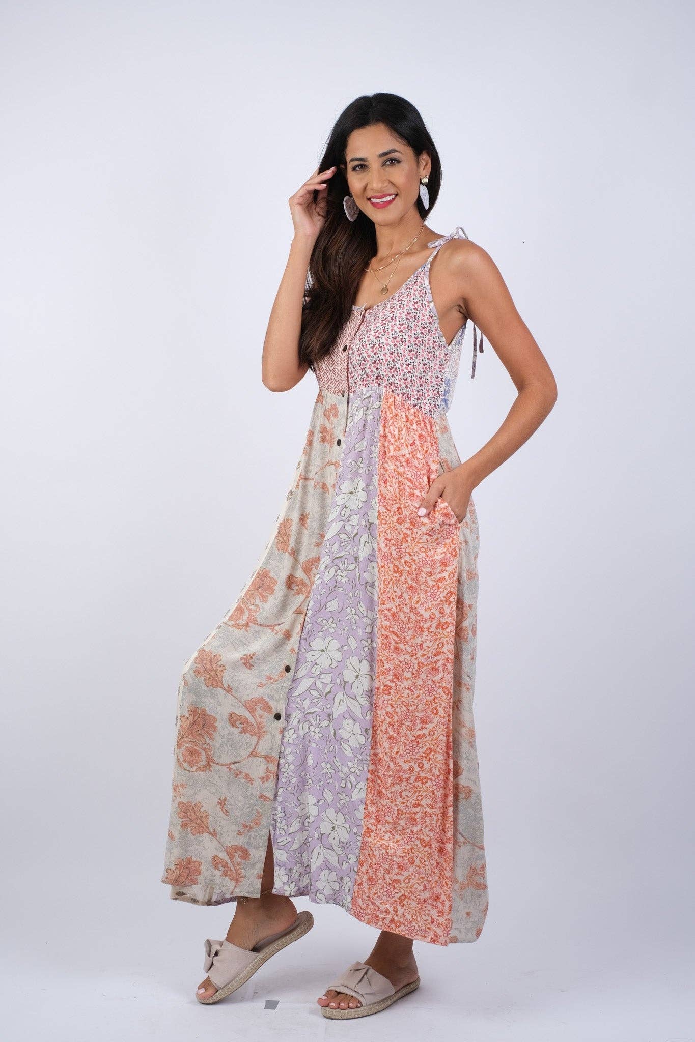 Rosy Mosaic Maxi Dress