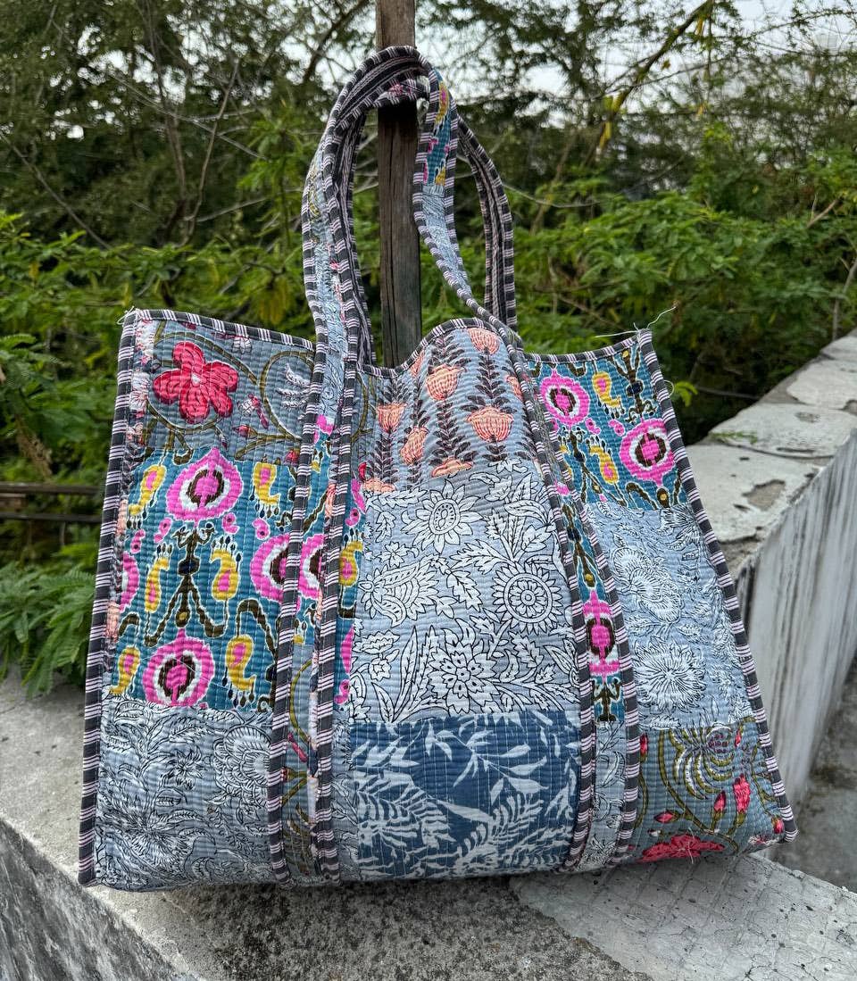Patch Work Quilted Bag Cotton Bag Tote Bag Floral Print Bags