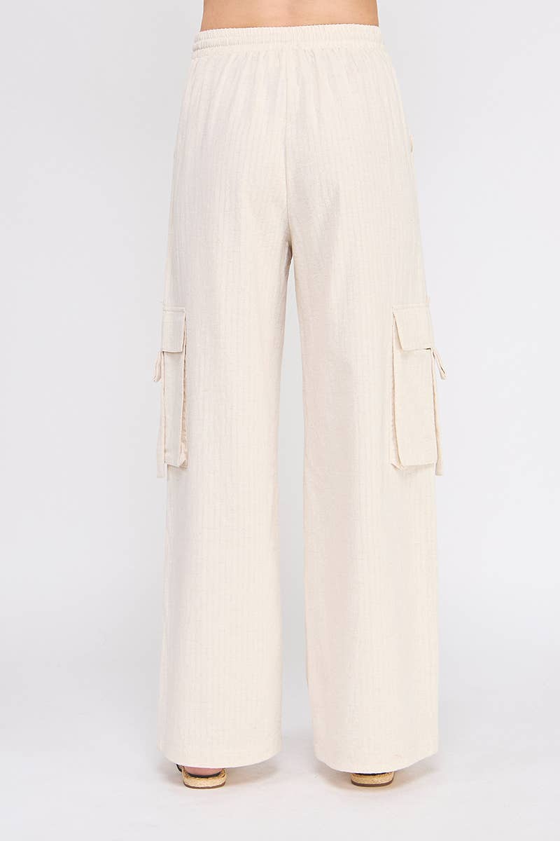 Sandy Stripes Linen Cargo Pant