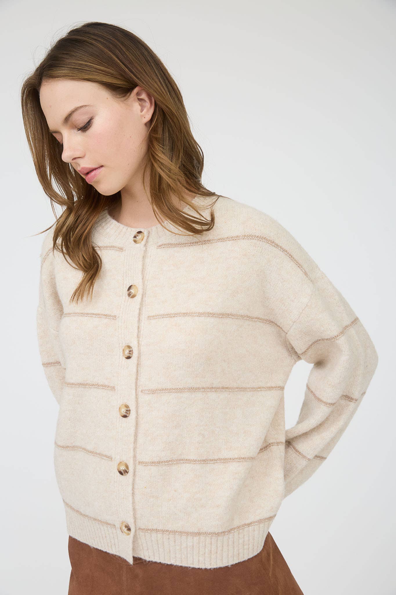Cardi Girl Striped Button Cardigan