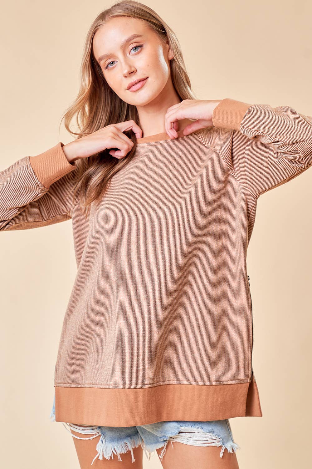 Side by Side Zip Pullover