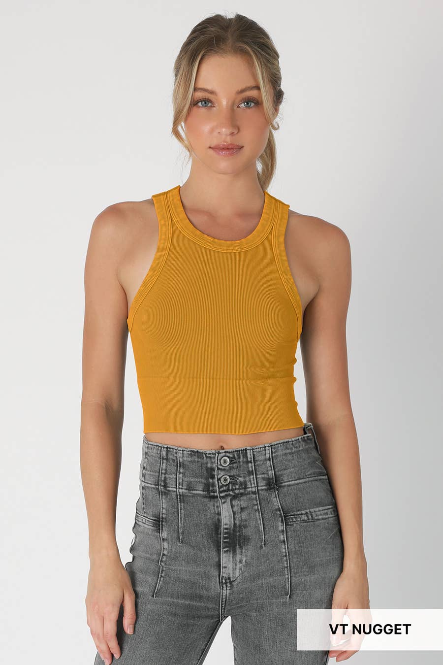 Vintage Ribbed High Neck Top