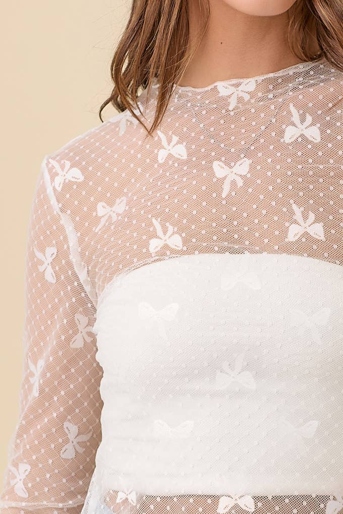 Bows & Lace Mesh Top