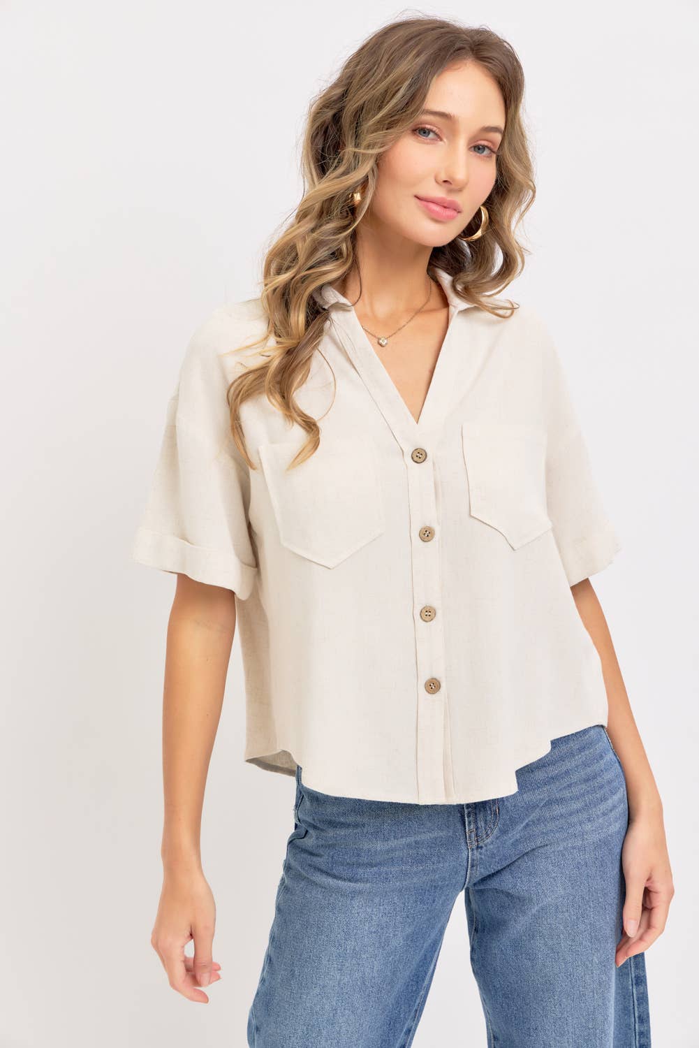 Beachin Collared Top