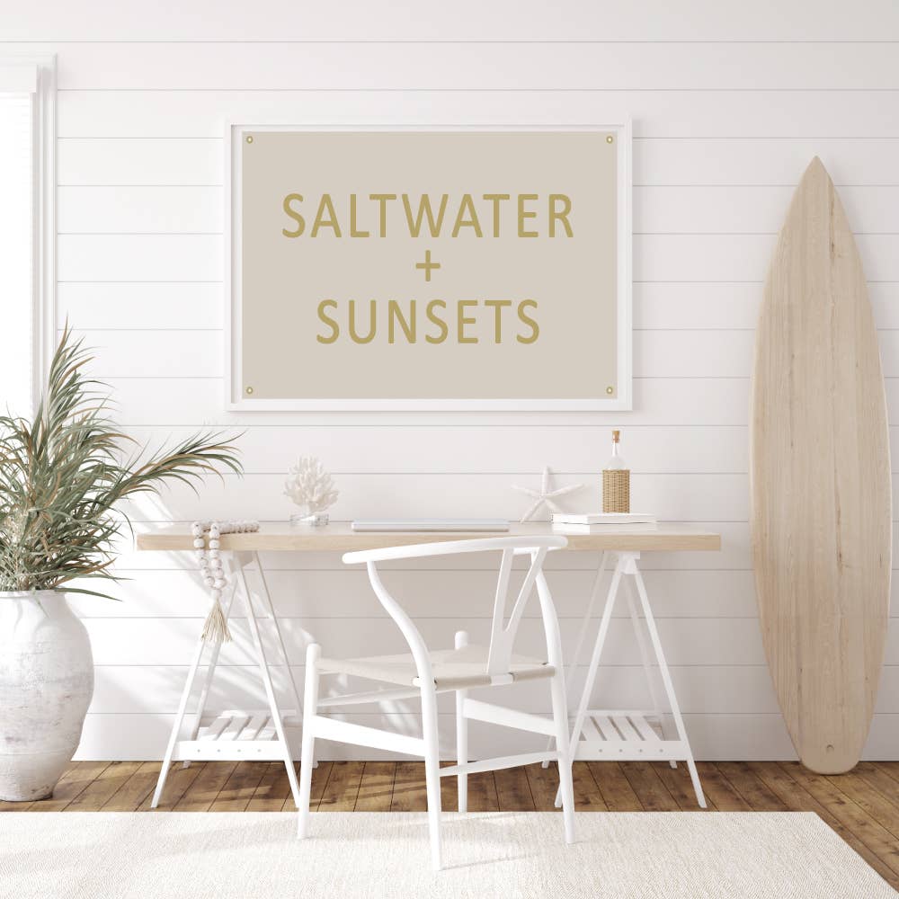 Saltwater and Sunsets, wall canvas flag