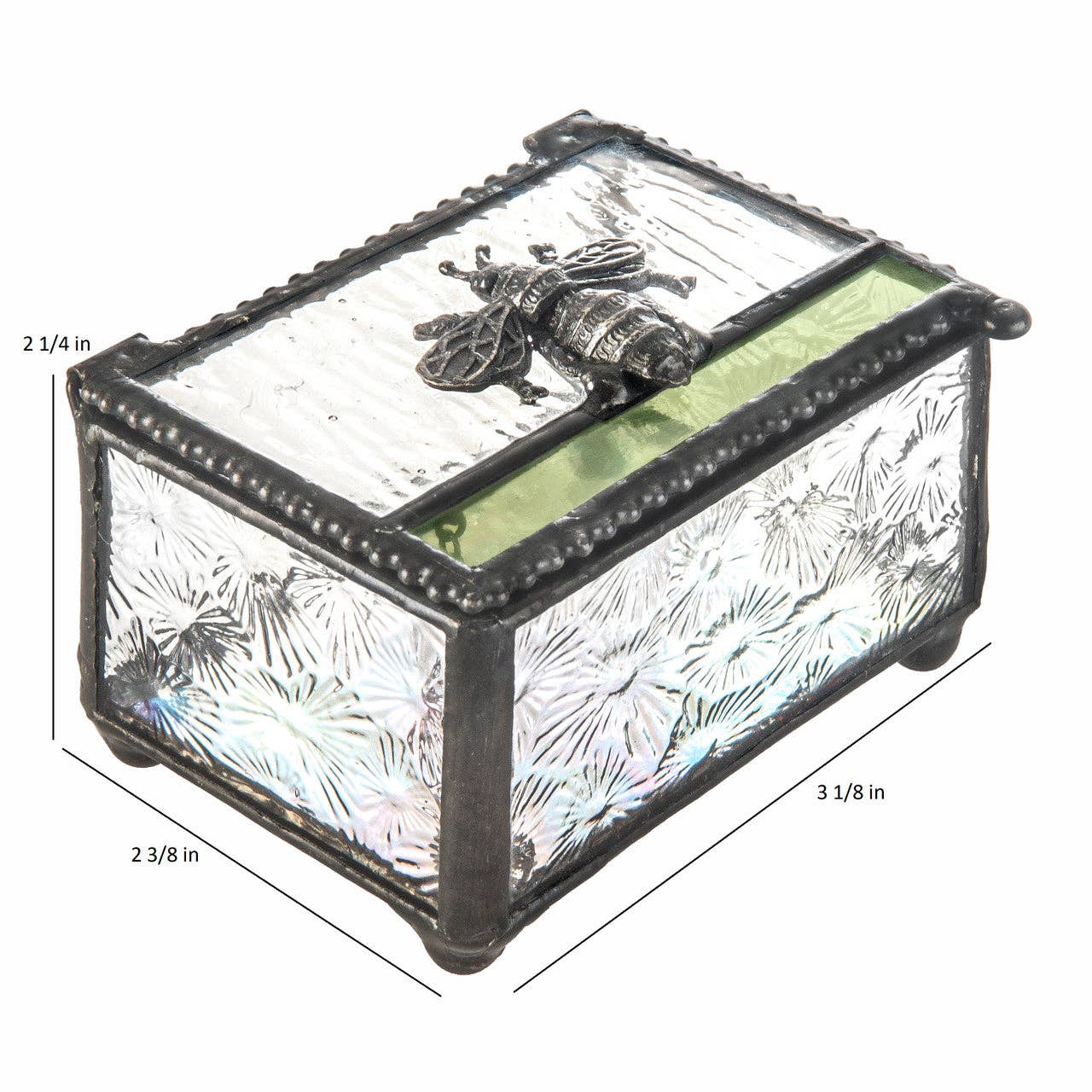 Clear Florentine Glass Box with Bee