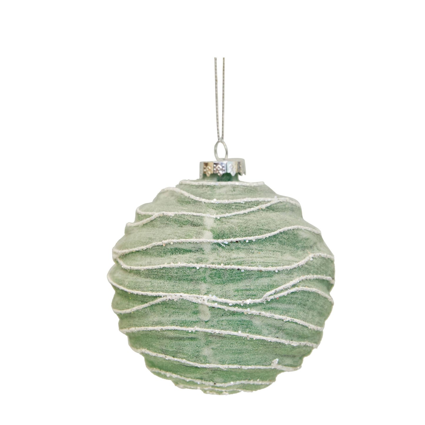 Glass Orn Green W/ White
