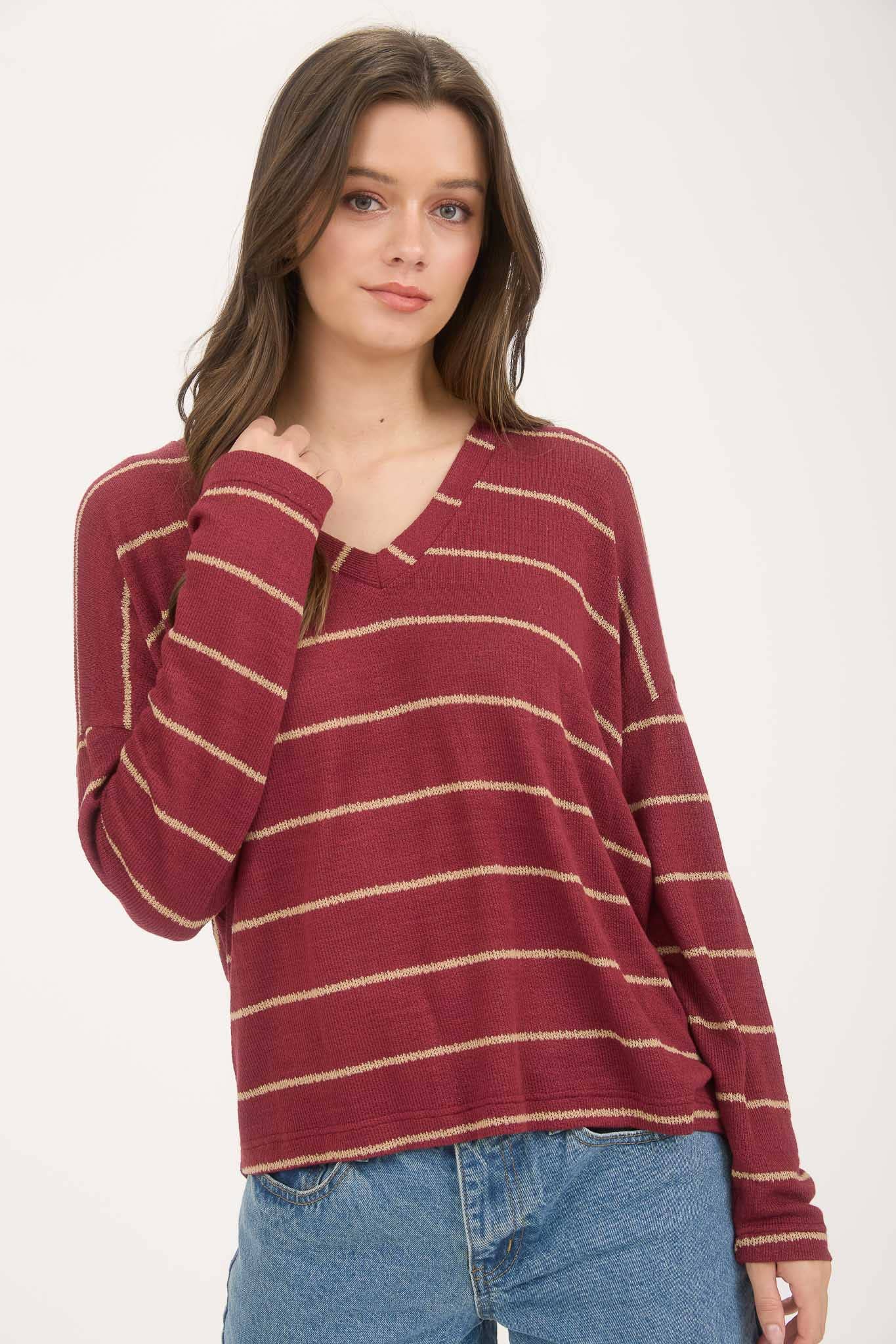 This & That Striped Vneck Top