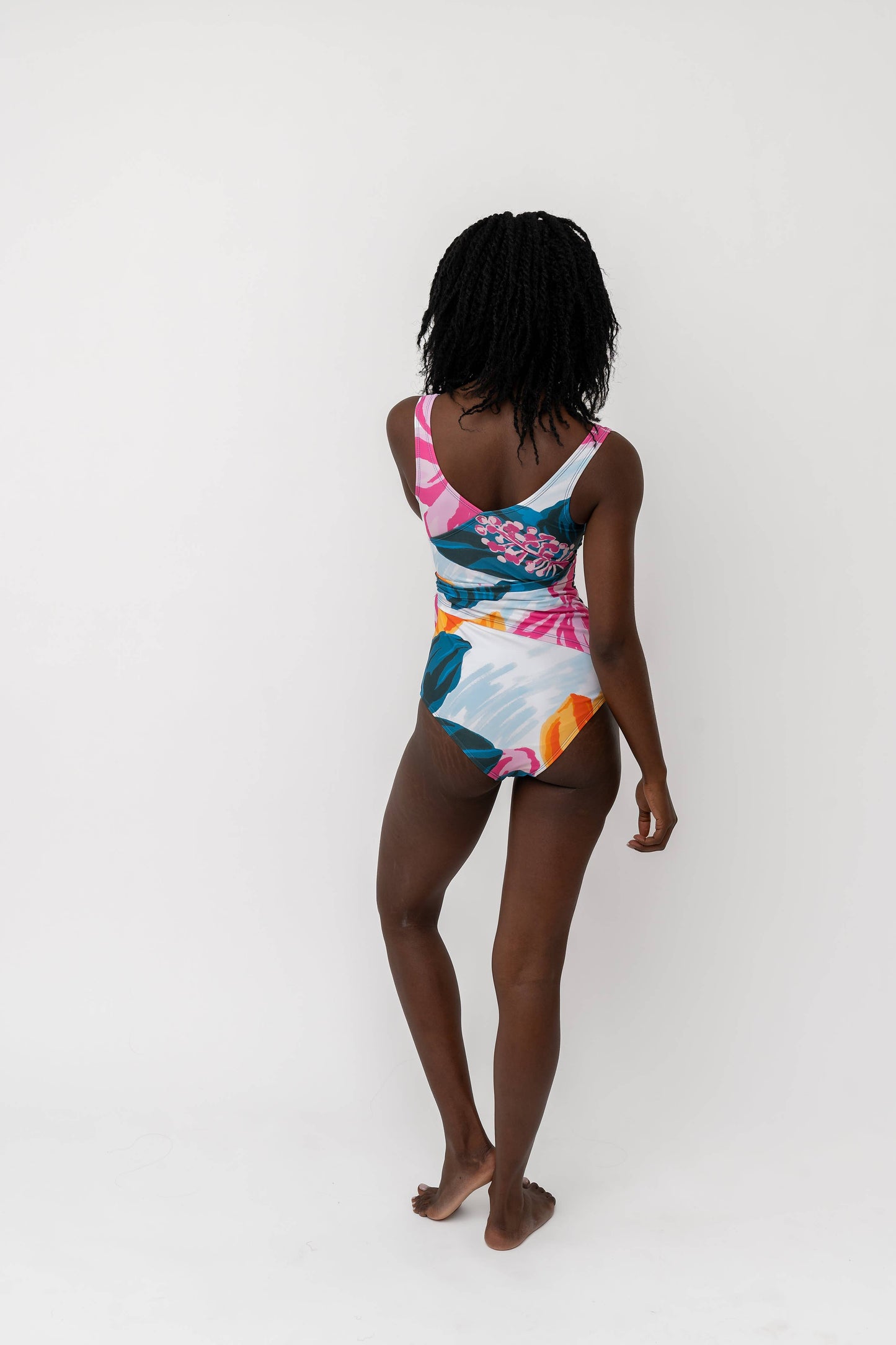 Floral Fusion Wrap Front One Piece