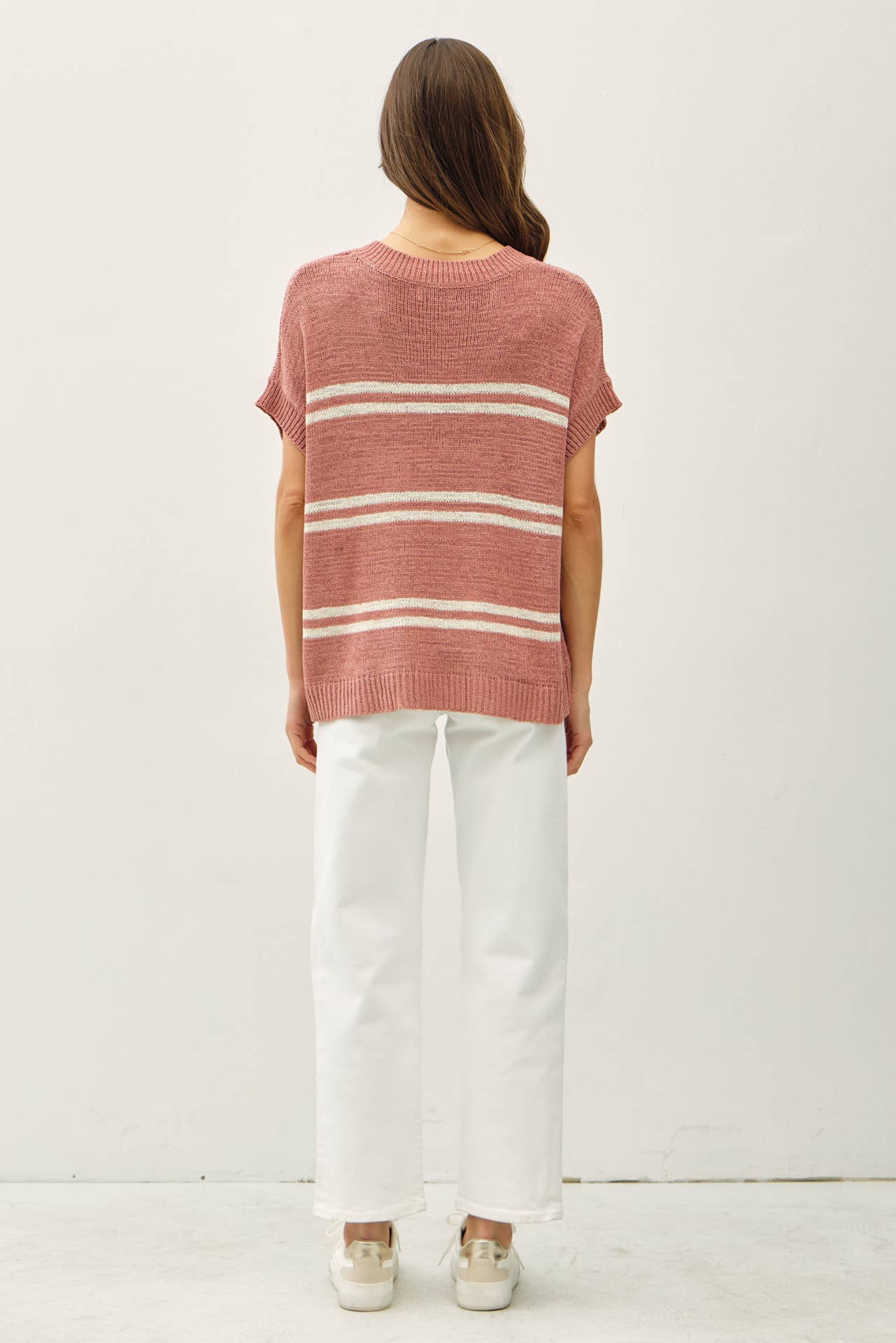 STRIPED V-NECK SWEATER