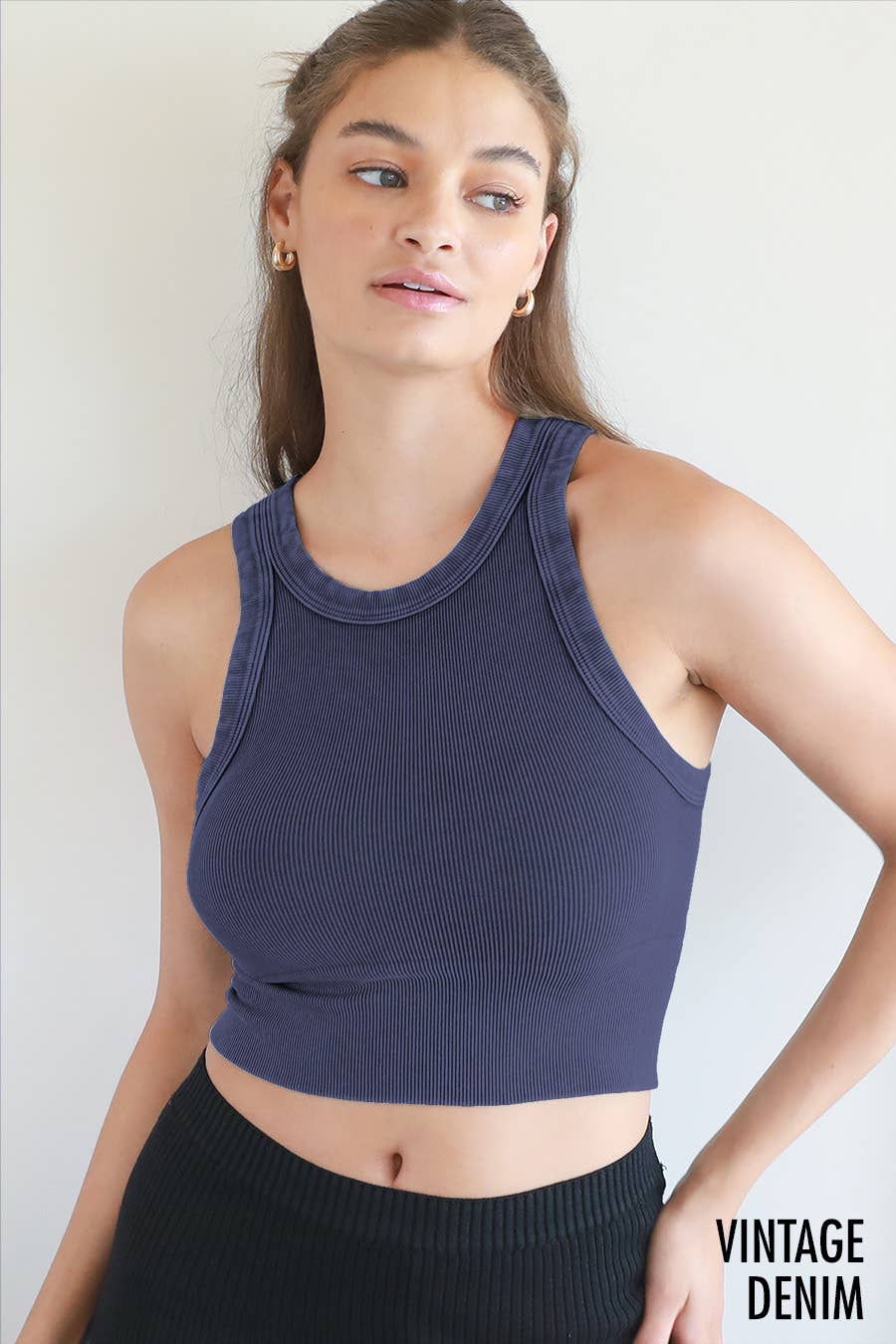 Vintage Ribbed High Neck Top
