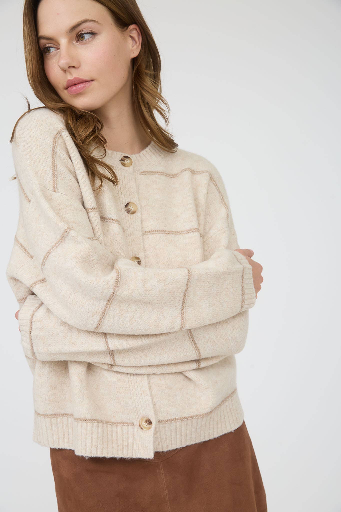 Cardi Girl Striped Button Cardigan