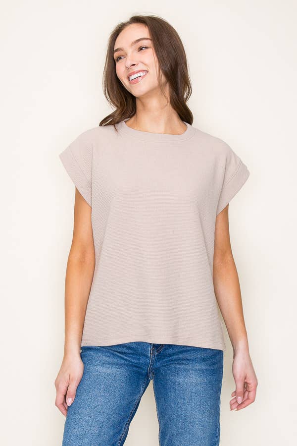 Round neck s/l knit top