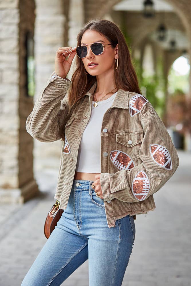 Corduroy Sequin Football Jacket