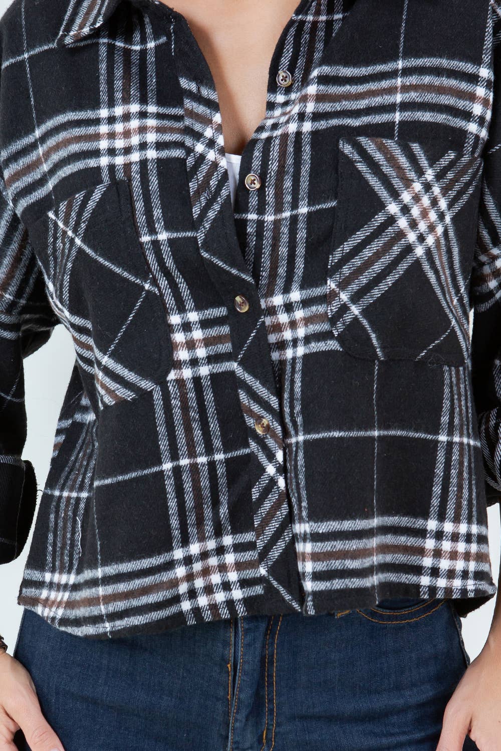 Darla Plaid Crop Shacket