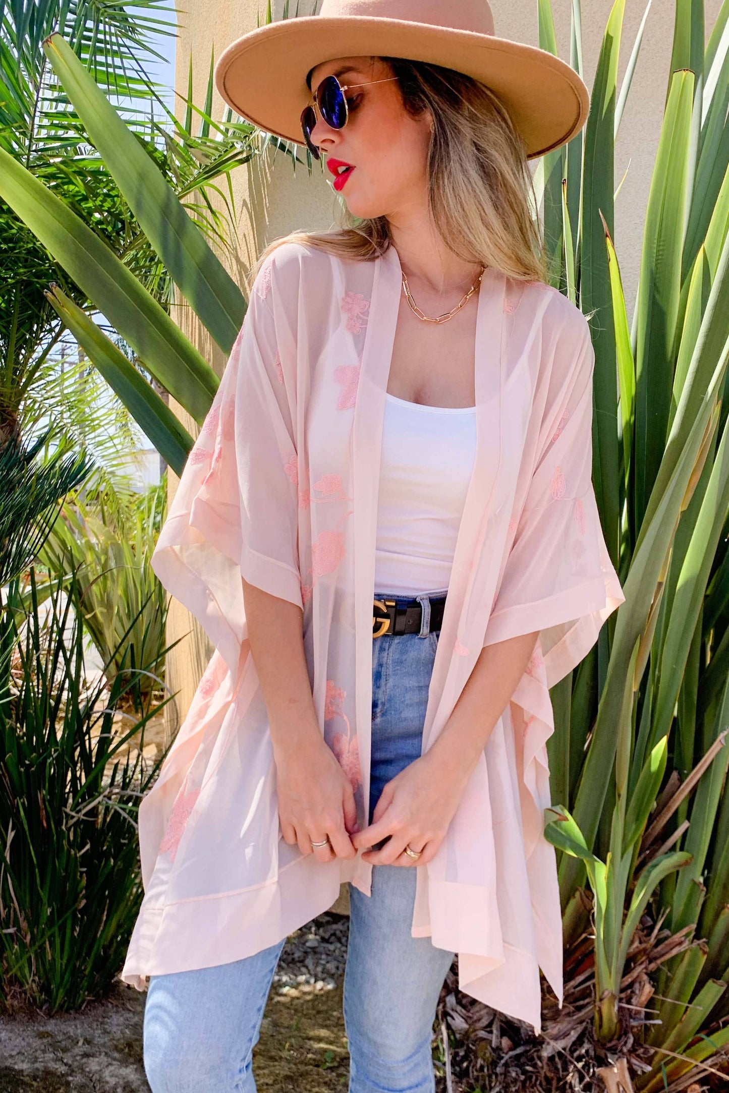 Blush Sheer Cardigan Cover Up
