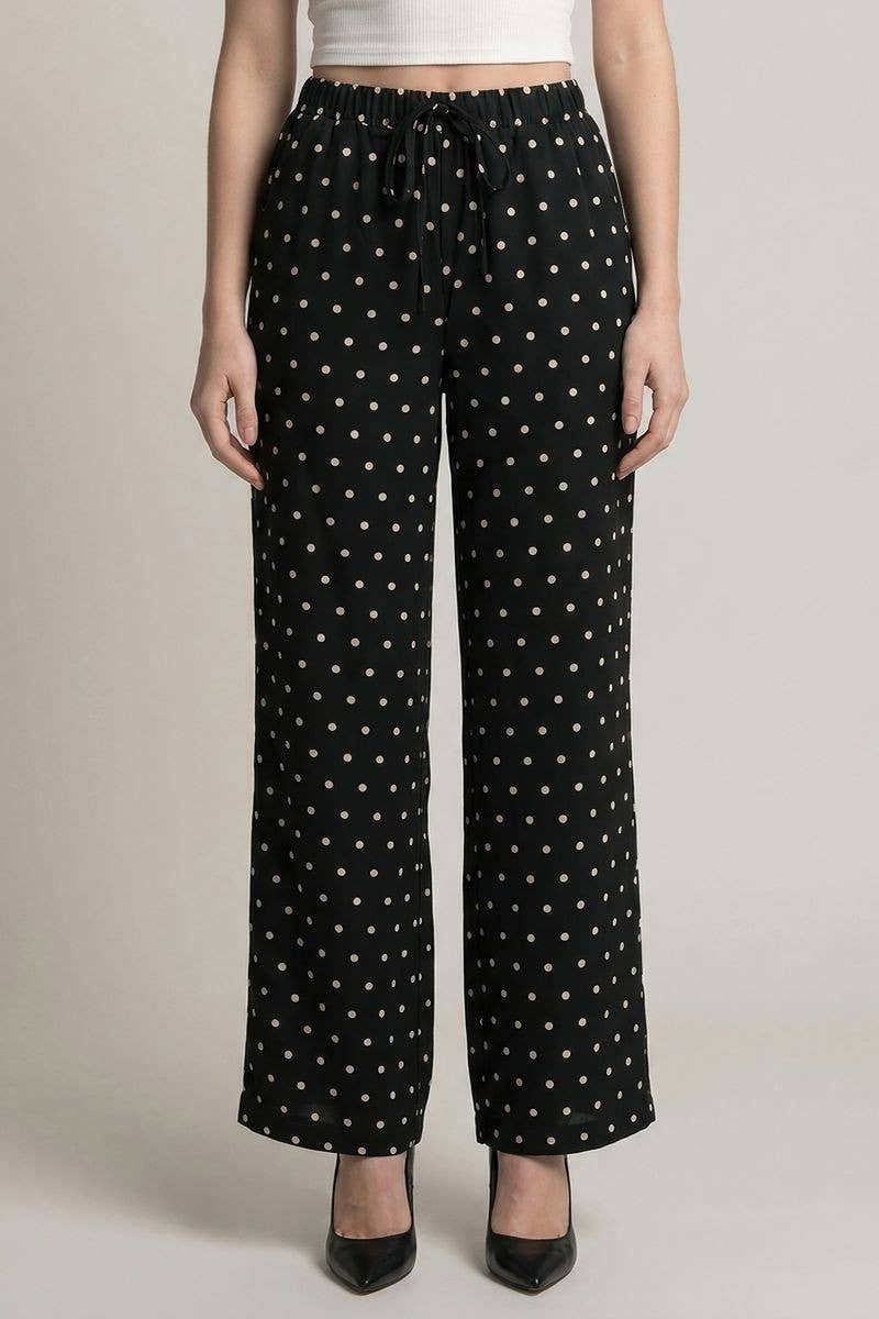 POLKA DOT LOW RISE DRAWSTRING PANTS - 8947P