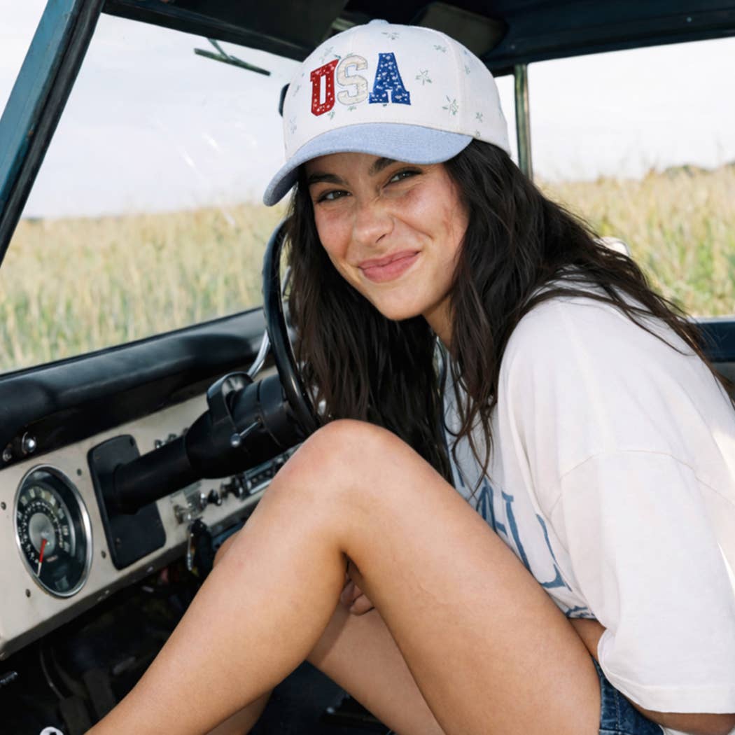 USA Floral Two-Tone Trucker Hat