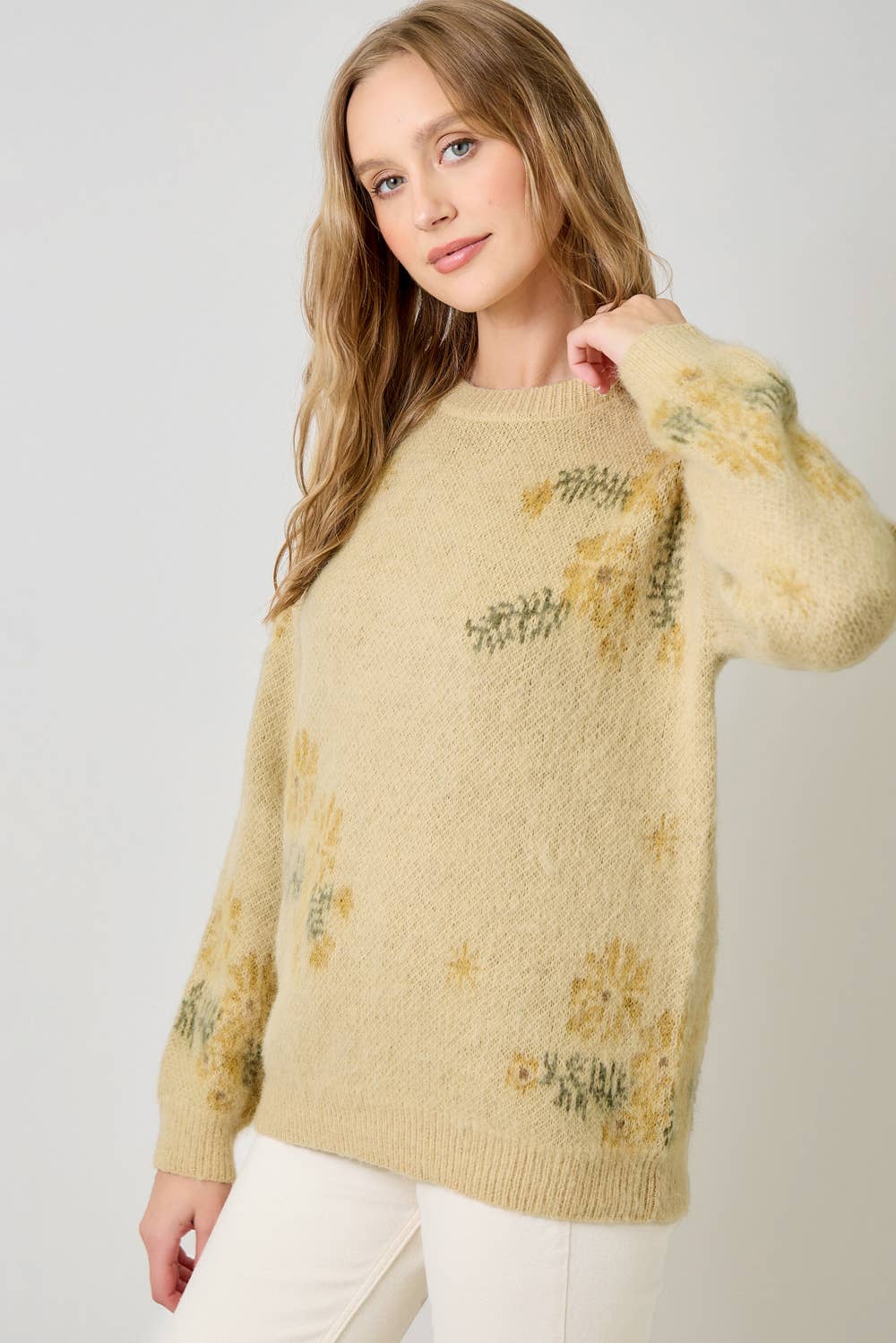 Winter Blues Floral Sweater