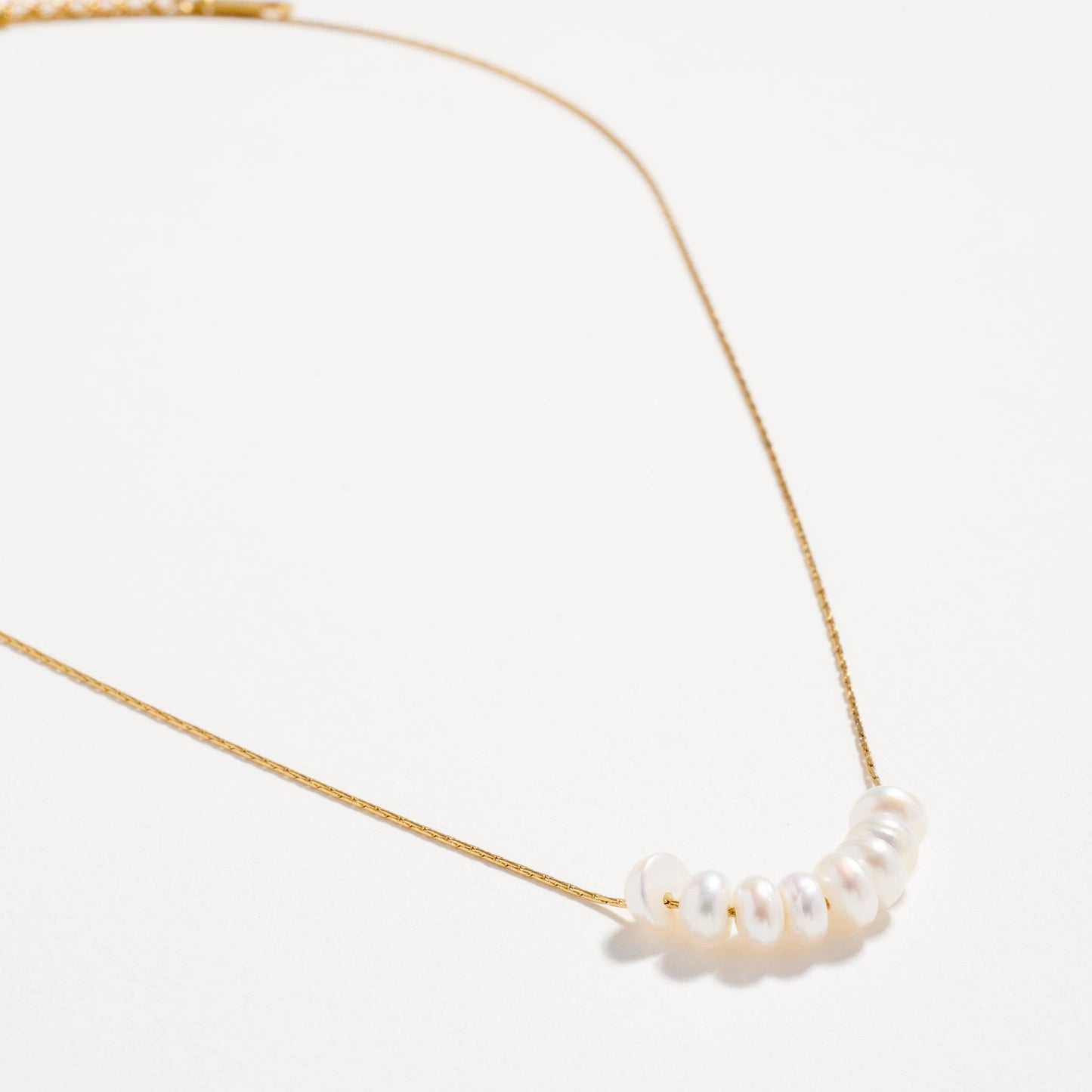 Gold Pearl Bar Necklace